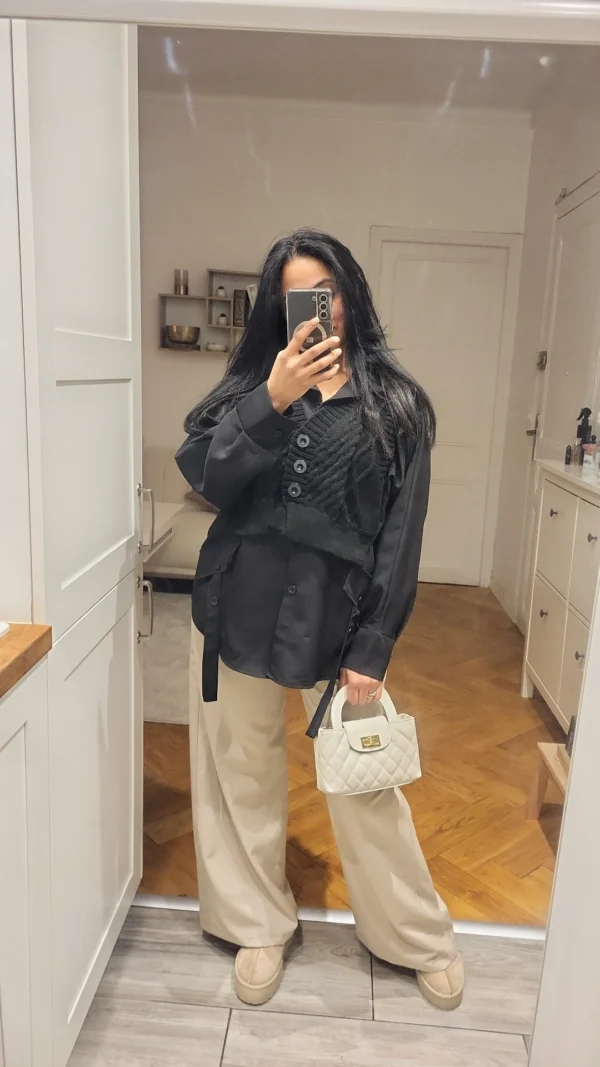 CHEMISE / PULL MAILLE NOIR – Image 2