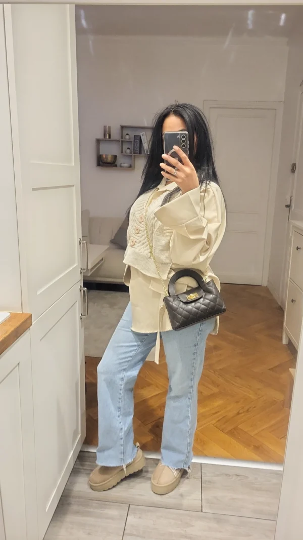 CHEMISE / PULL MAILLE BEIGE – Image 3