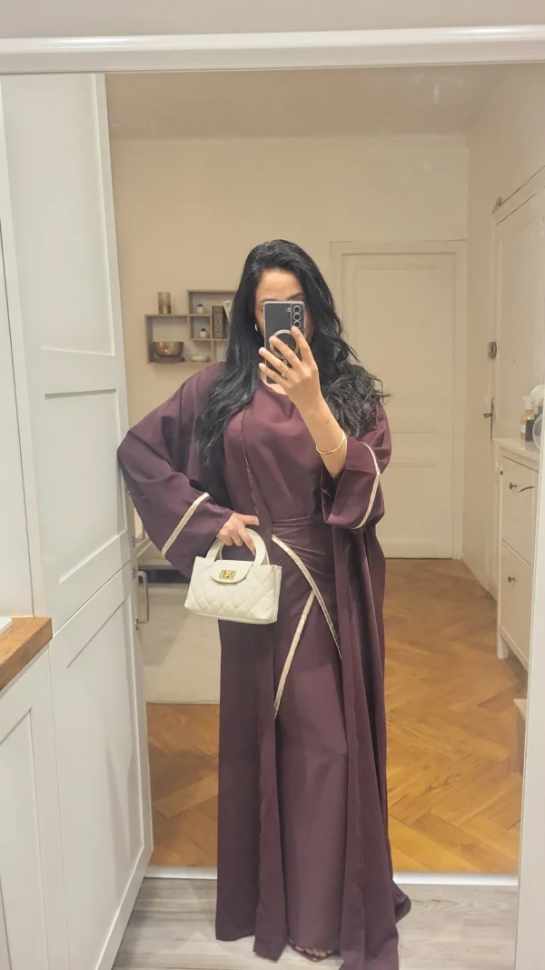Ensemble Abaya et son Kimono Prune