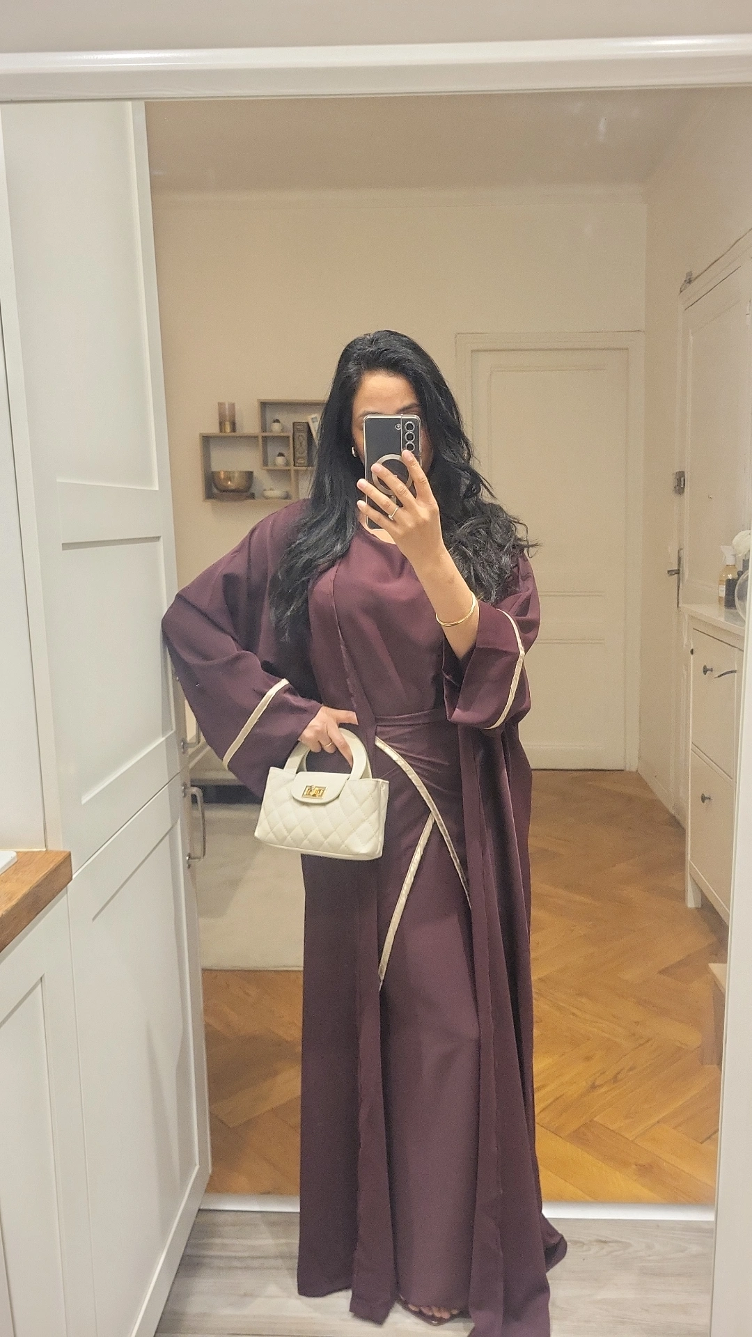 Ensemble Abaya et son Kimono Prune