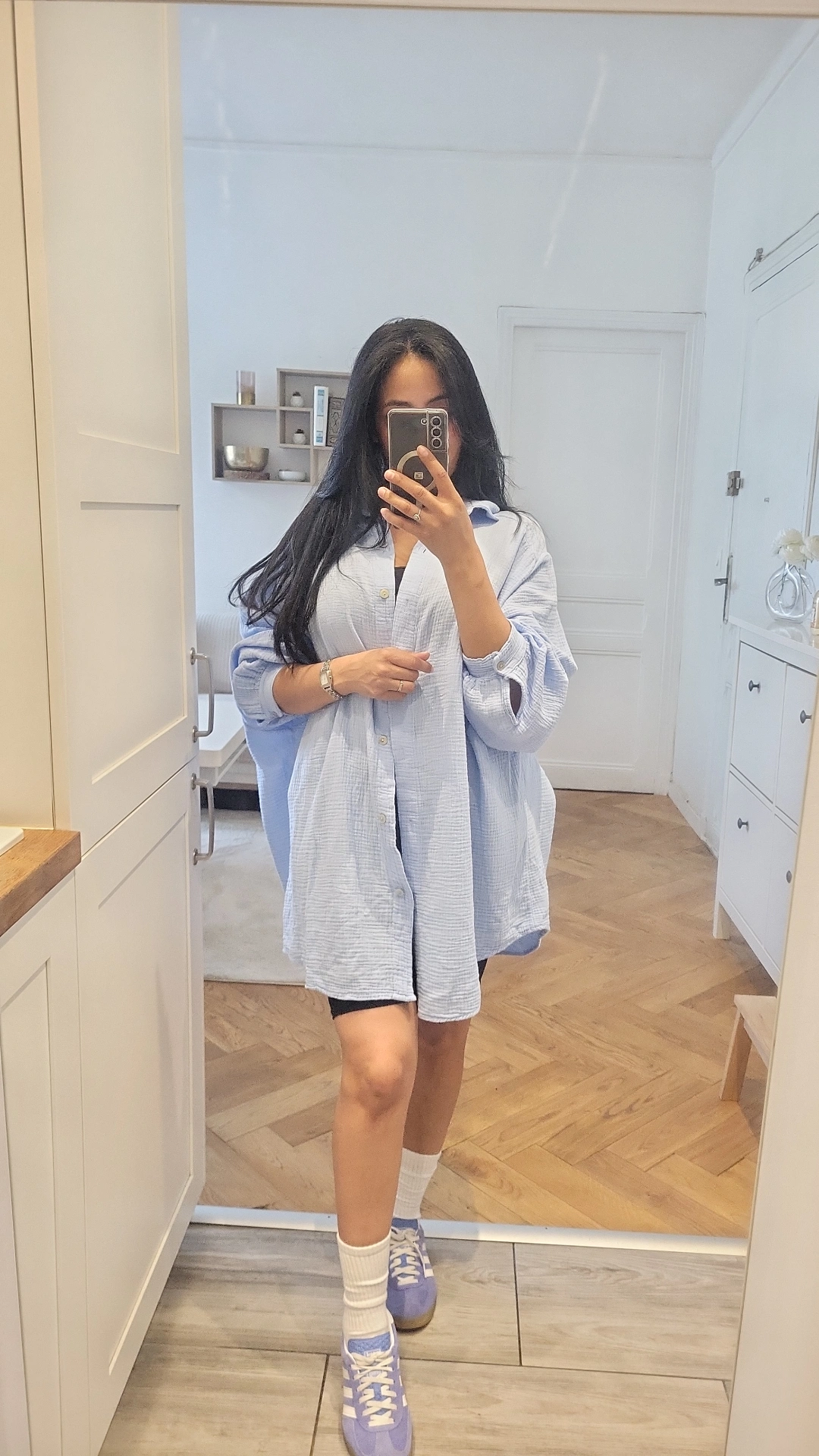 Chemise gaz de coton bleue