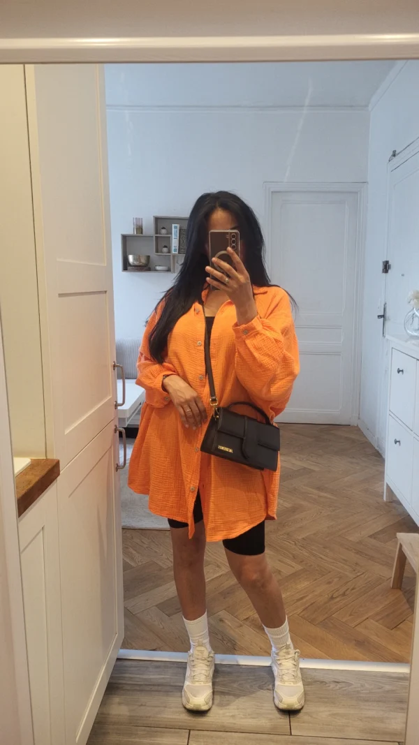 Chemise gaz de coton orange – Image 4