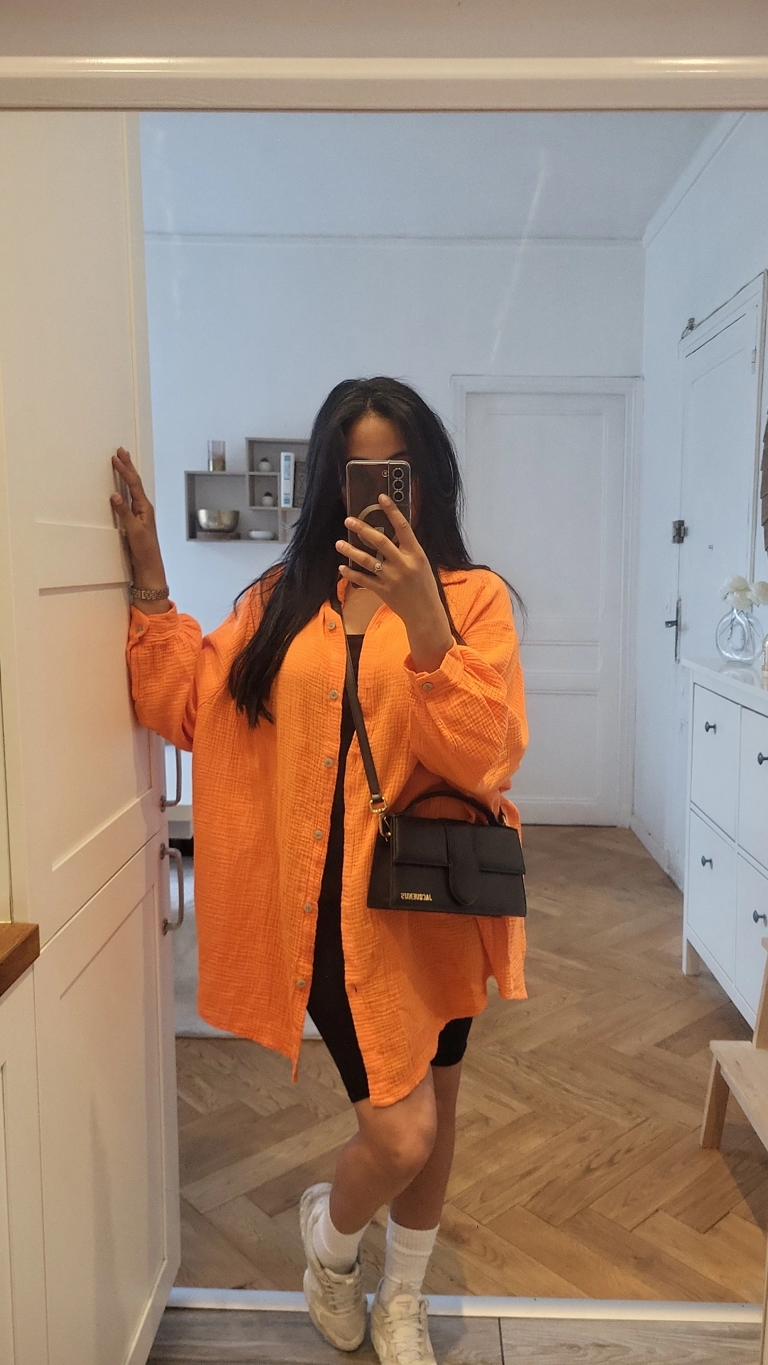 Chemise gaz de coton orange