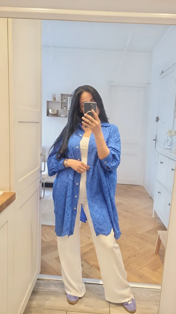 Chemise Broderie anglaise bleue – Image 3