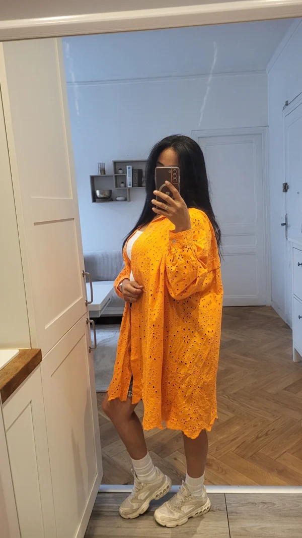 Chemise Broderie anglaise orange – Image 2