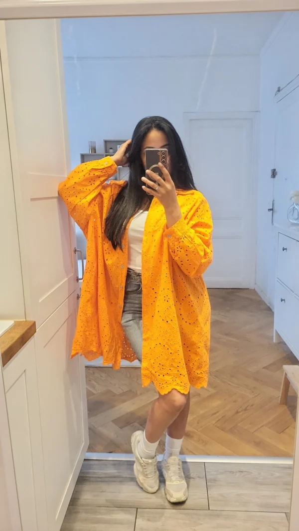 Chemise Broderie anglaise orange – Image 3