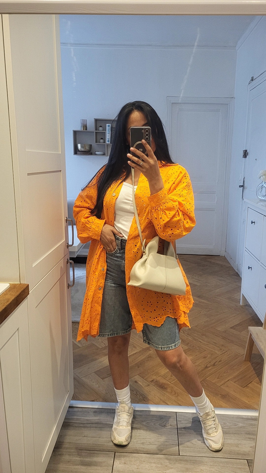 Chemise Broderie anglaise orange