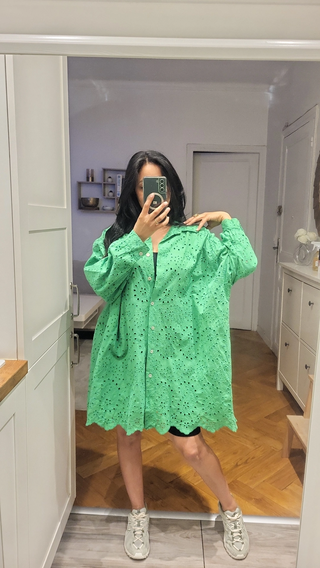 Chemise Broderie anglaise verte