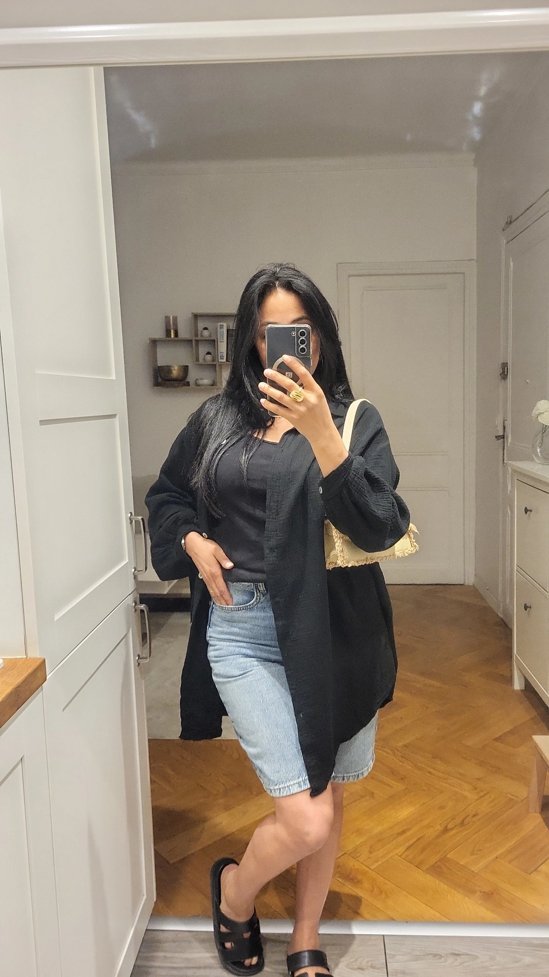 Chemise gaz de coton noire