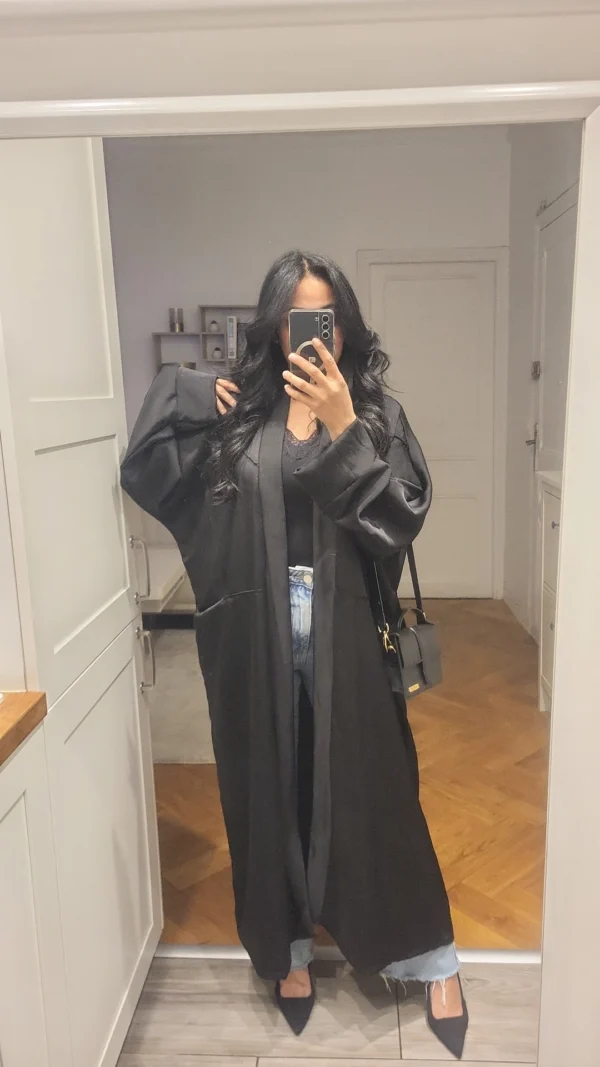 Kimono satiné Noir – Image 4