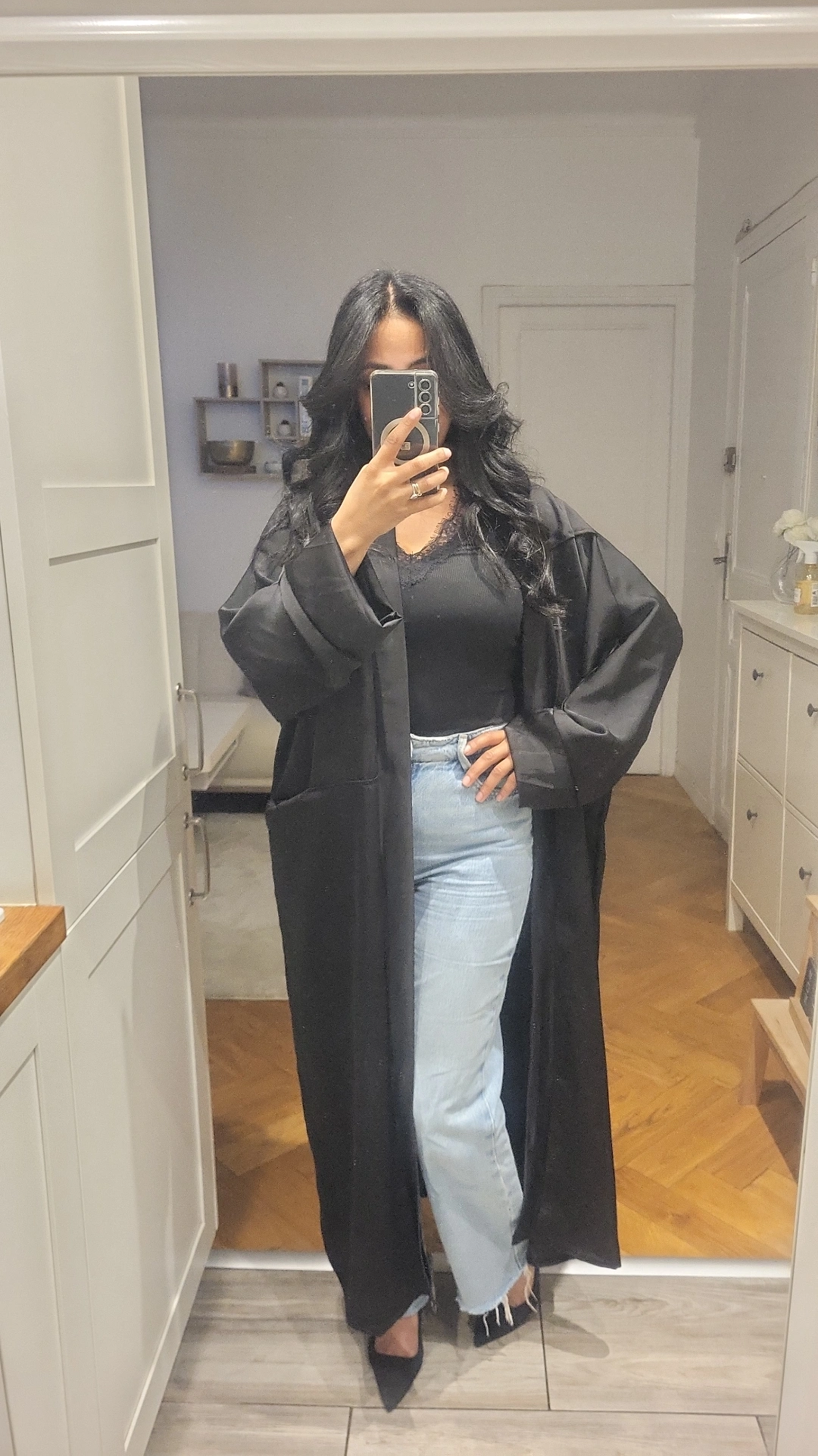 Kimono satiné Noir