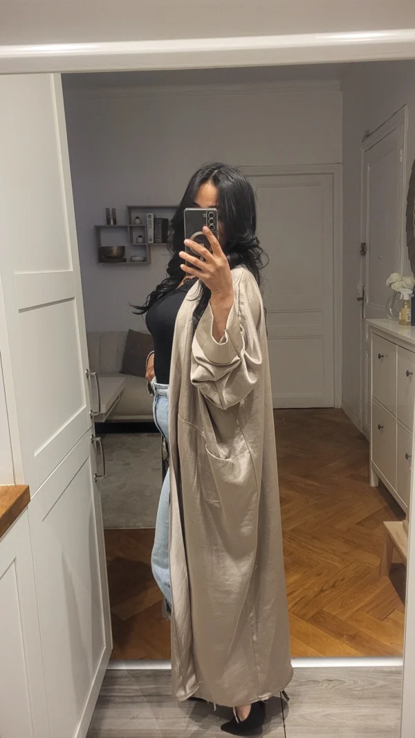 Kimono satiné Taupe – Image 2
