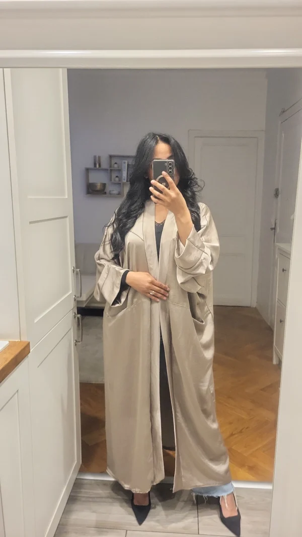 Kimono satiné Taupe – Image 3