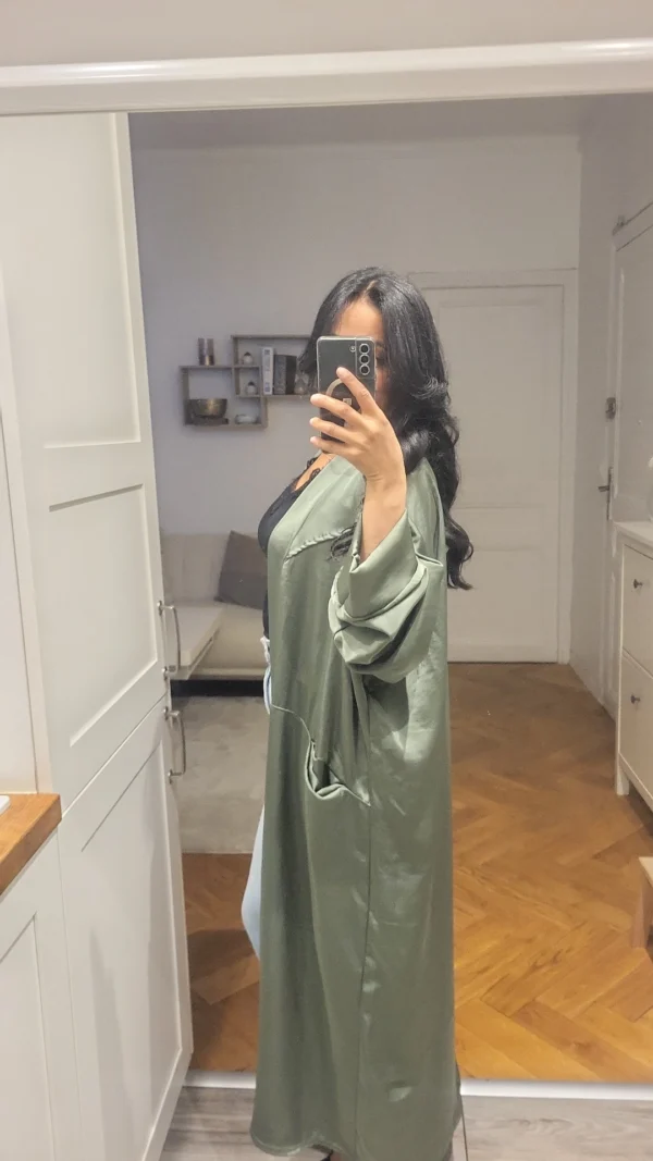 Kimono satiné Vert – Image 3