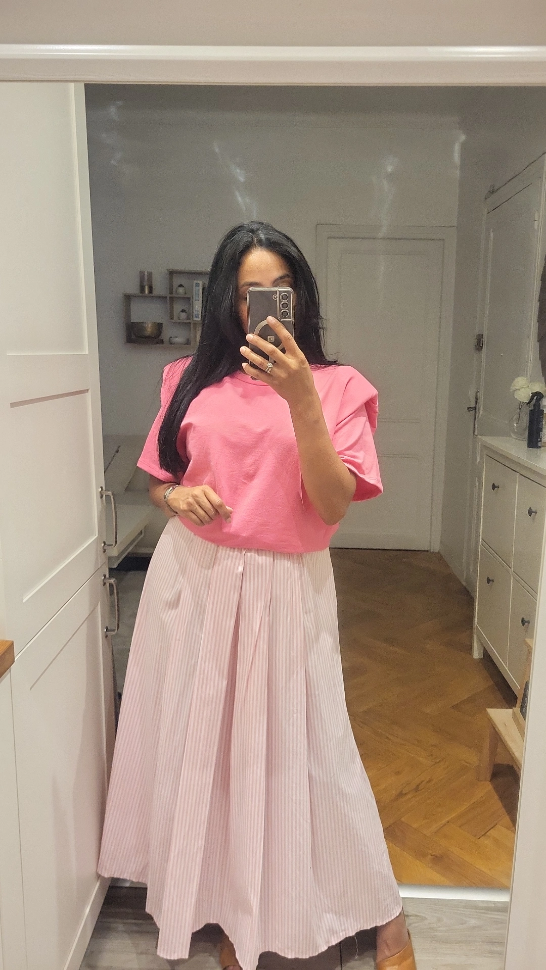 Jupe longue Rayures Rose