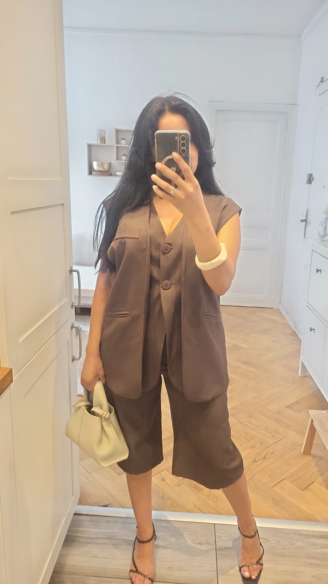 Ensemble Bermuda et son blazer gilet marron