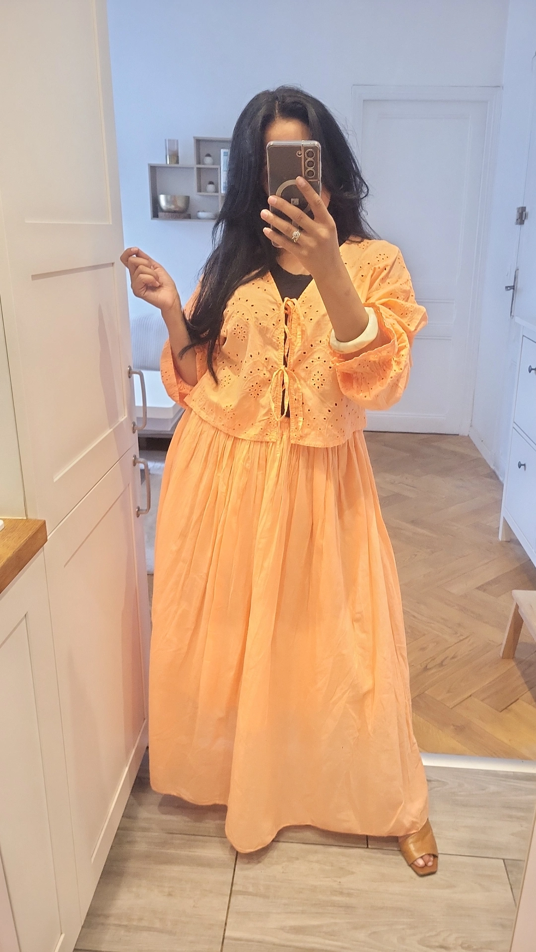 Top broderie anglaise orange