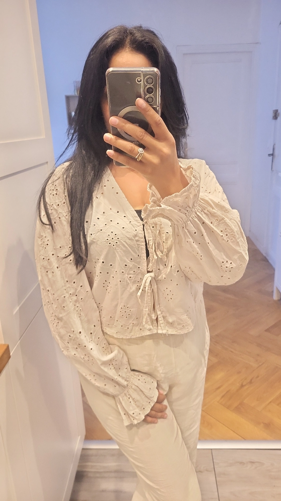 Top broderie anglaise beige