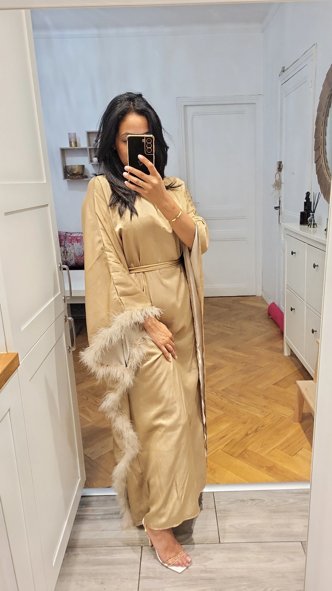 Robe - Abaya Papillon à plume or