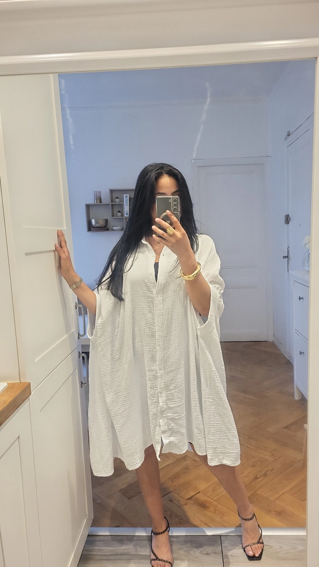 Blouse longue gaz de coton blanche
