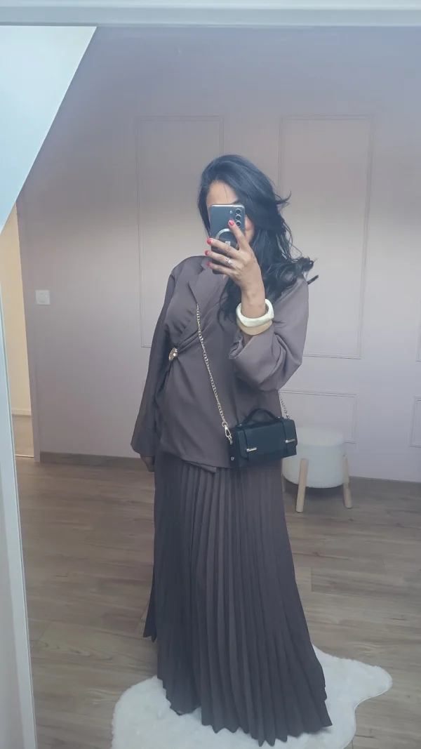 Ensemble jupe plissée et son Haut marron