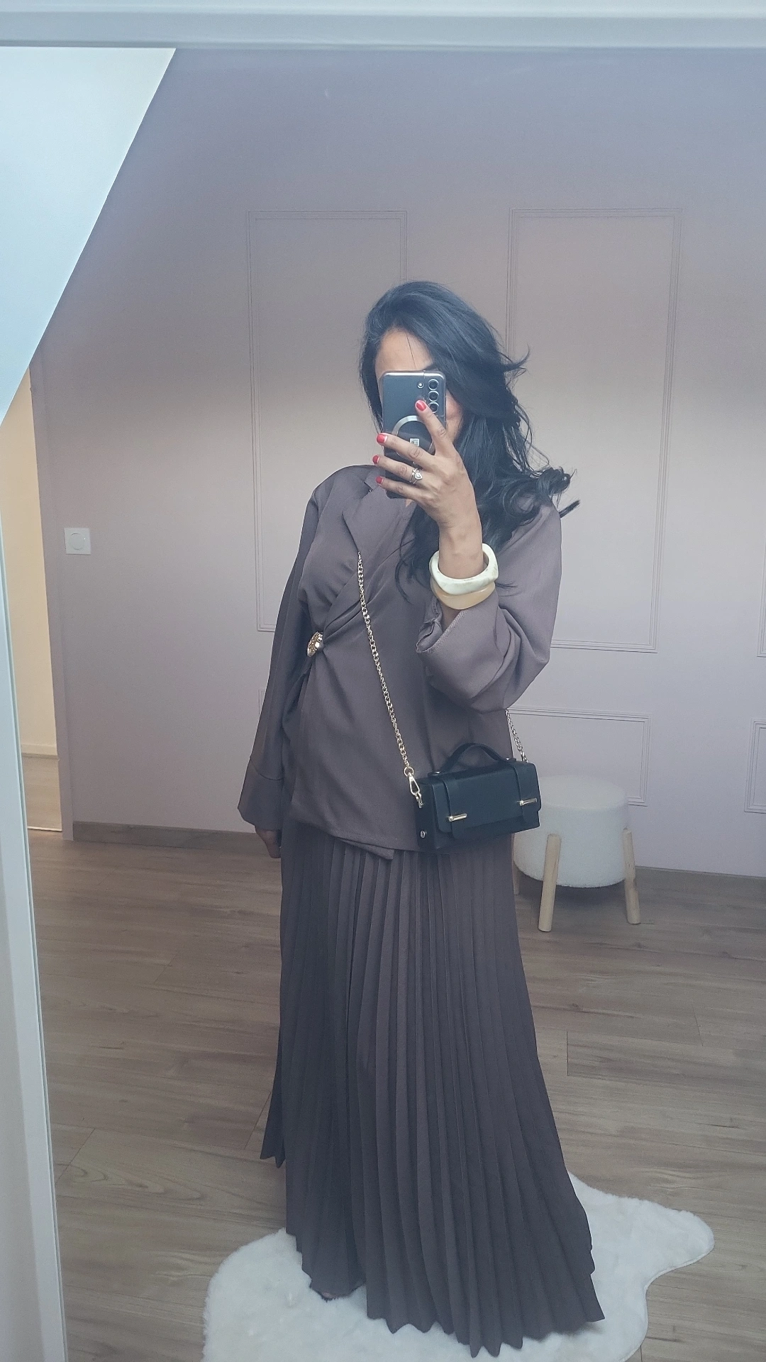 Ensemble jupe plissée et son Haut marron