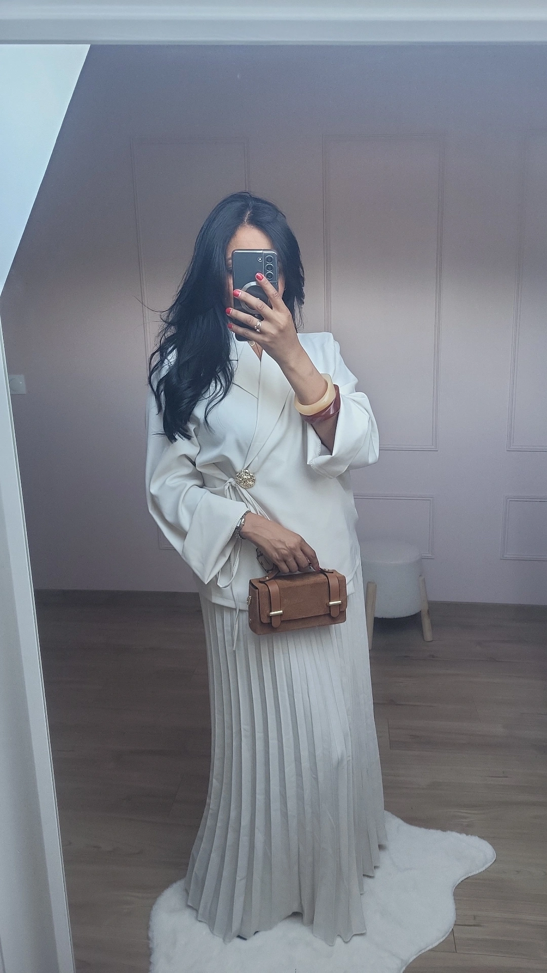 Ensemble jupe plissée et son Haut Beige