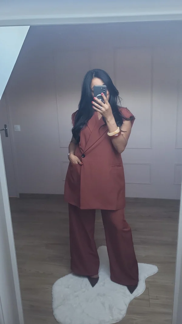 Ensemble Tailleur et blazer sans manches Terracotta – Image 2