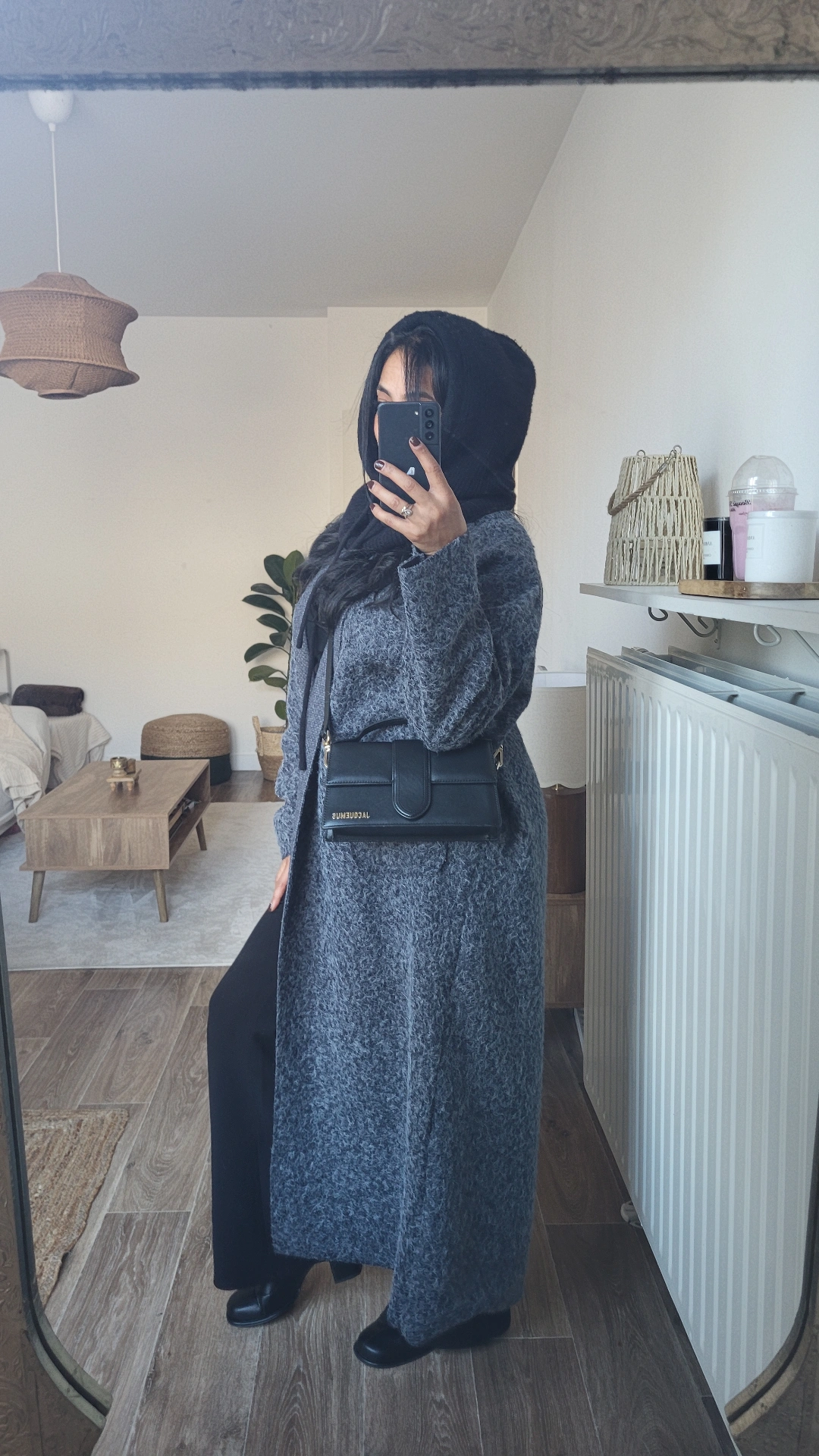 GILET LONG FEUTRE GRIS