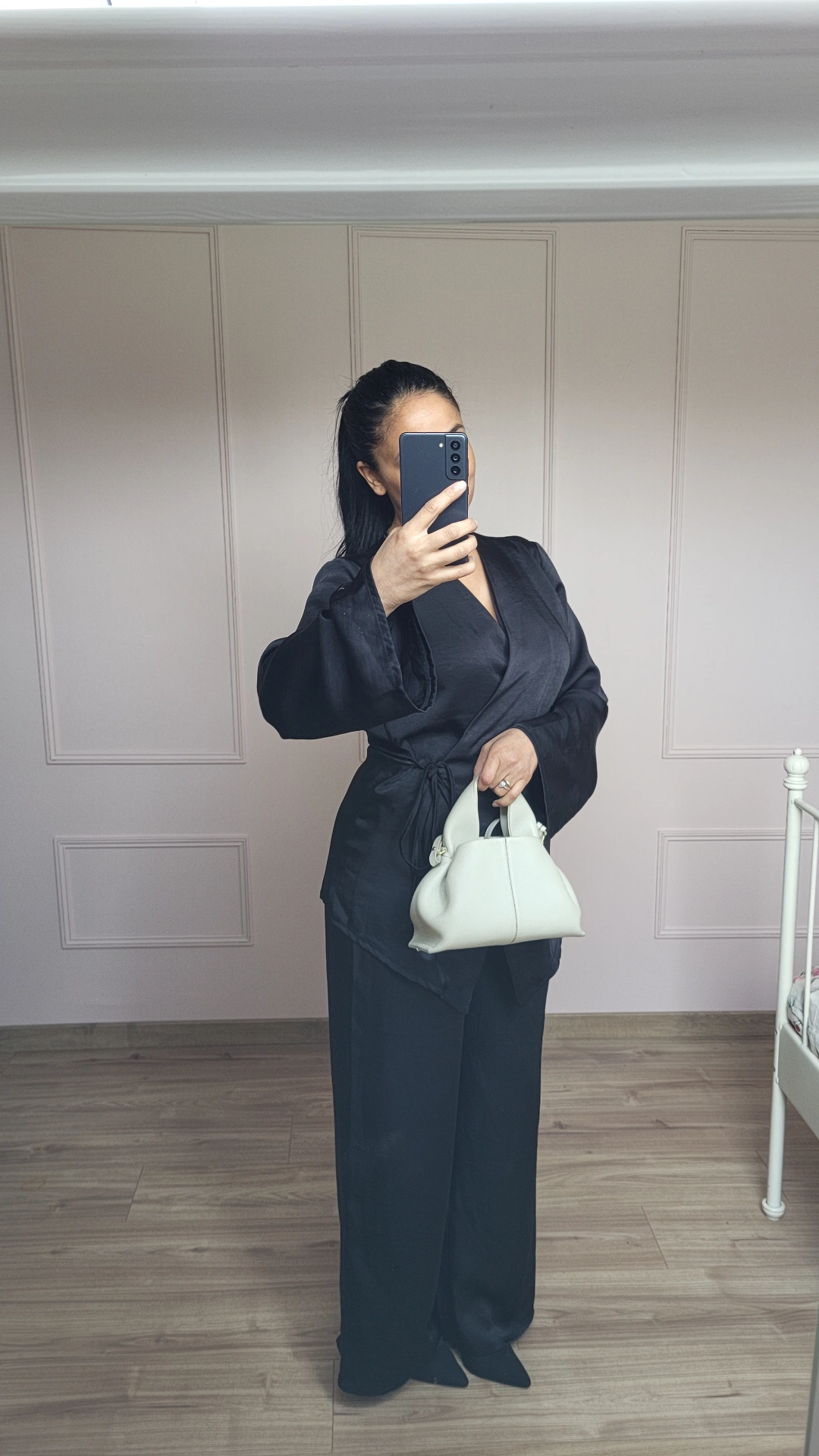 ENSEMBLE LUNE DE SATIN EBENE