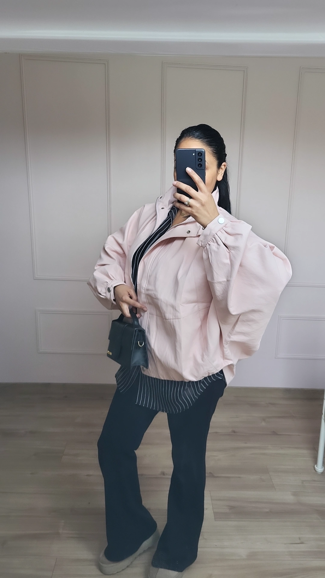 VESTE SIMILICUIR ROSE