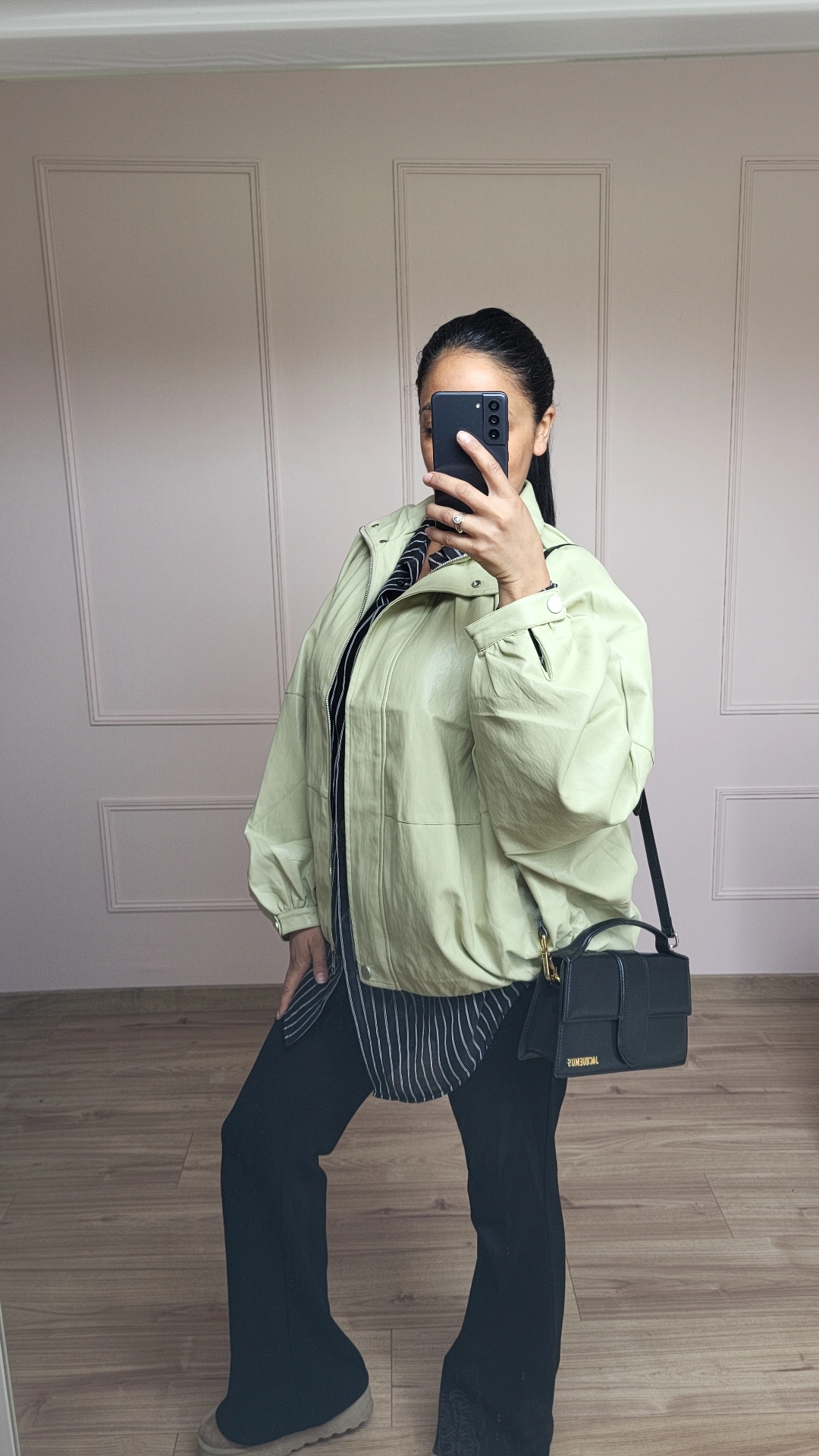 VESTE SIMILICUIR VERT ANIS