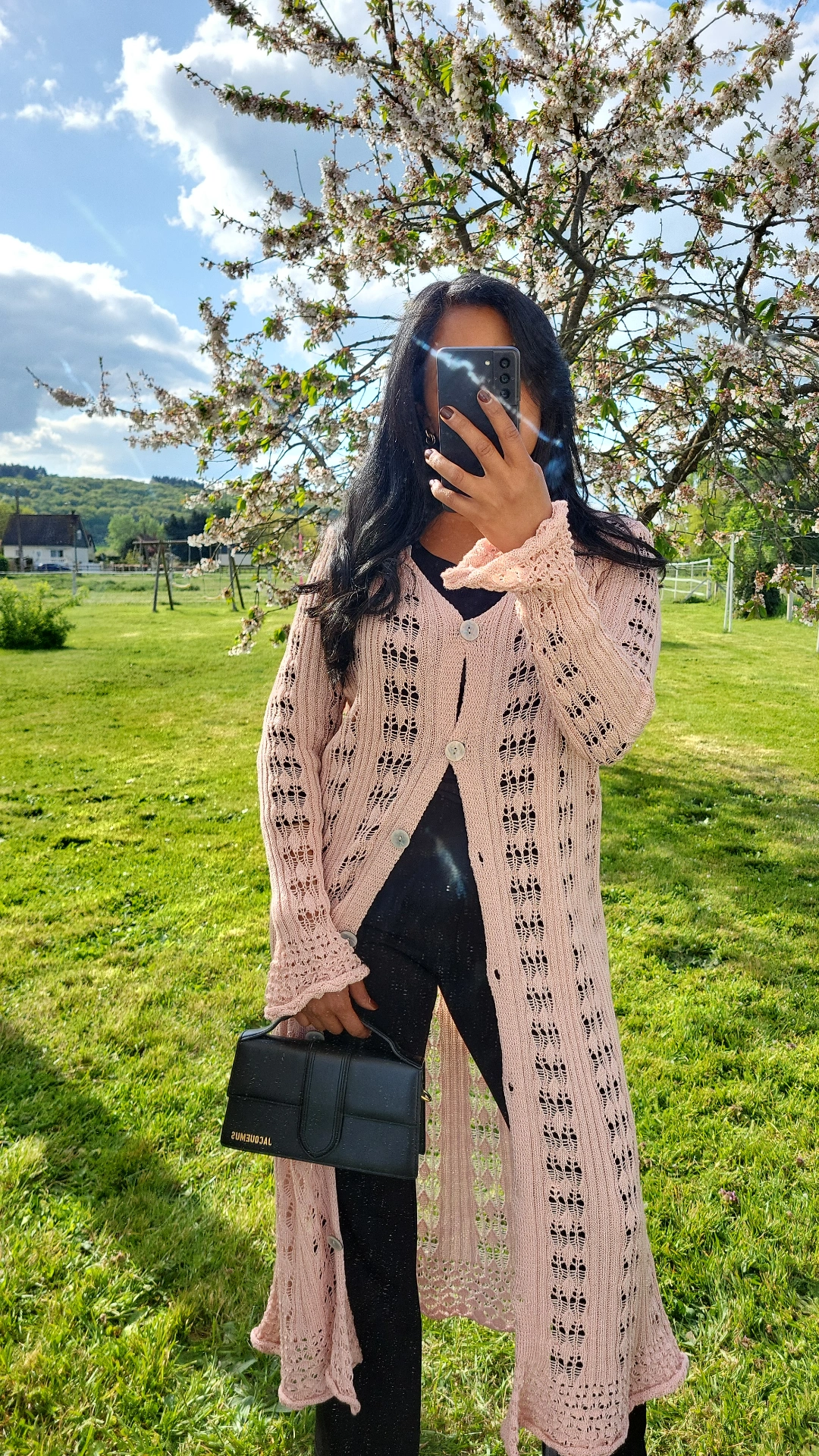 GILET LONG BOHO ROSE