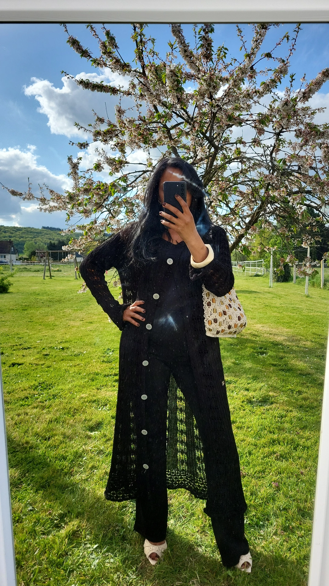 GILET LONG BOHO EBENE