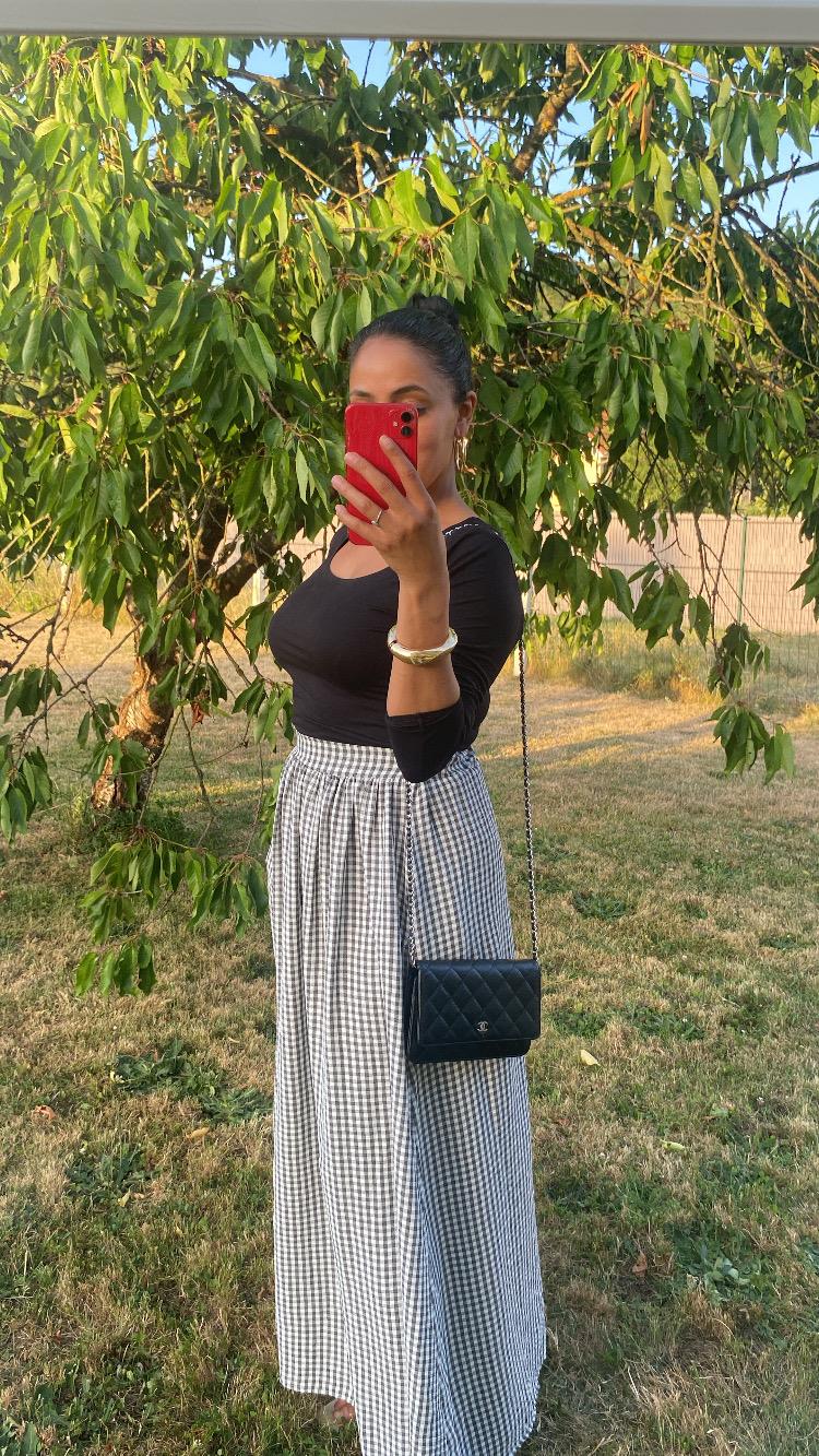 JUPE LONGUE MAXI VICHY NOIRE – Image 2