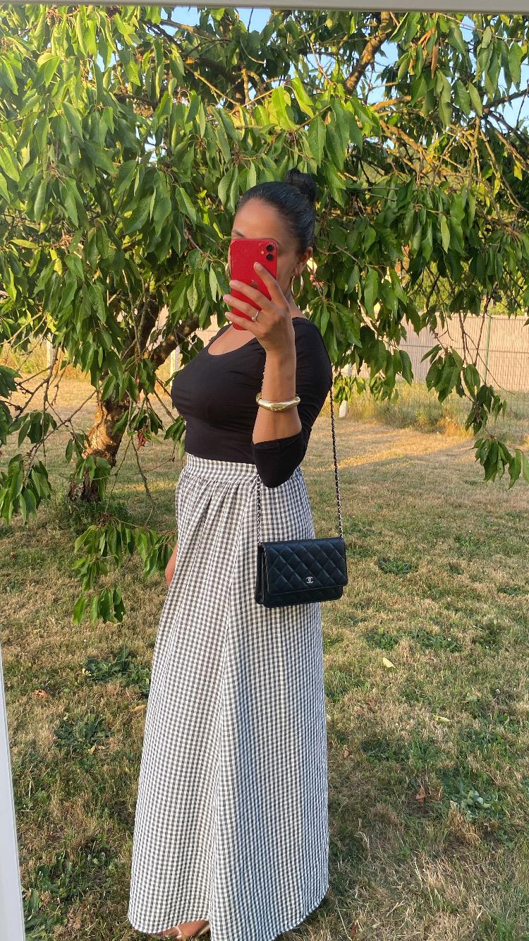 JUPE LONGUE MAXI VICHY NOIRE – Image 3